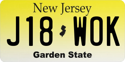NJ license plate J18WOK