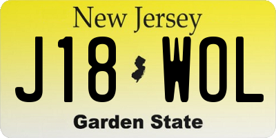 NJ license plate J18WOL