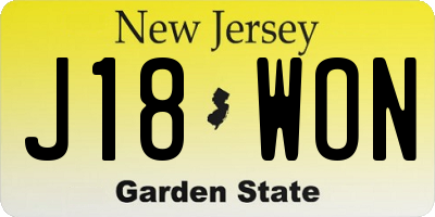 NJ license plate J18WON