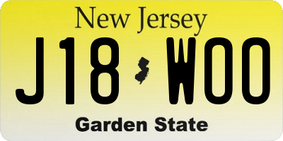 NJ license plate J18WOO