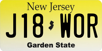 NJ license plate J18WOR