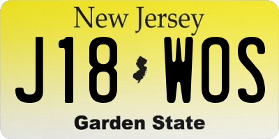 NJ license plate J18WOS
