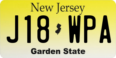 NJ license plate J18WPA