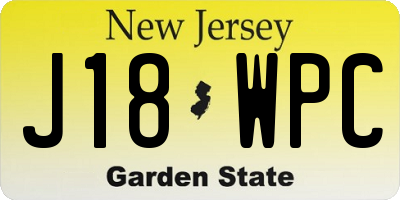 NJ license plate J18WPC