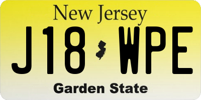 NJ license plate J18WPE