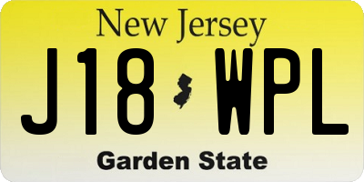 NJ license plate J18WPL