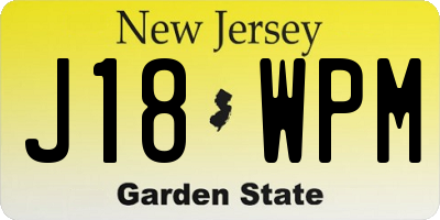 NJ license plate J18WPM