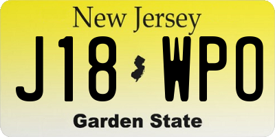 NJ license plate J18WPO