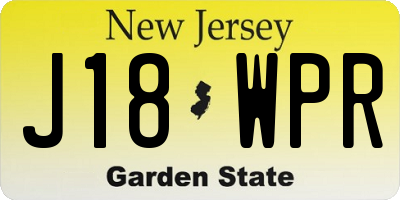 NJ license plate J18WPR