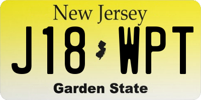 NJ license plate J18WPT