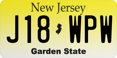 NJ license plate J18WPW