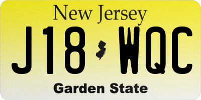 NJ license plate J18WQC