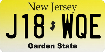 NJ license plate J18WQE