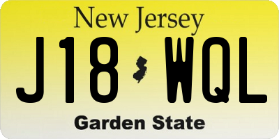 NJ license plate J18WQL
