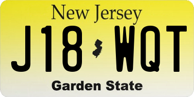 NJ license plate J18WQT
