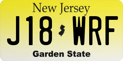 NJ license plate J18WRF