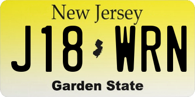 NJ license plate J18WRN