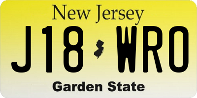 NJ license plate J18WRO