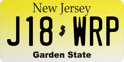 NJ license plate J18WRP