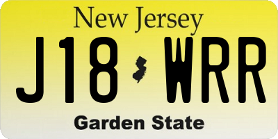 NJ license plate J18WRR