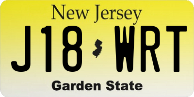 NJ license plate J18WRT