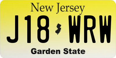 NJ license plate J18WRW