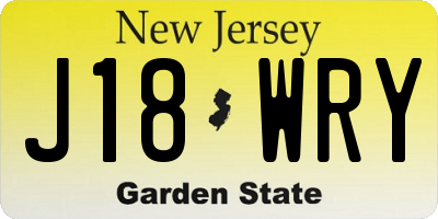 NJ license plate J18WRY