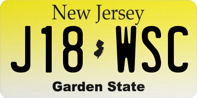 NJ license plate J18WSC