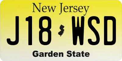 NJ license plate J18WSD