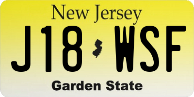 NJ license plate J18WSF