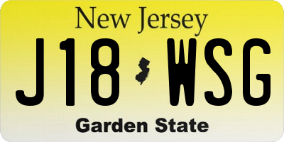 NJ license plate J18WSG