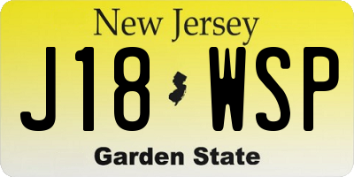 NJ license plate J18WSP