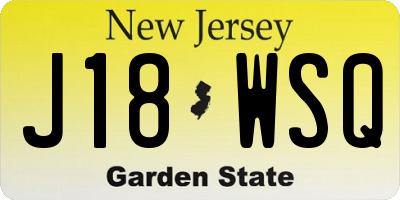 NJ license plate J18WSQ