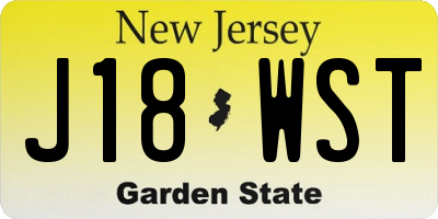 NJ license plate J18WST