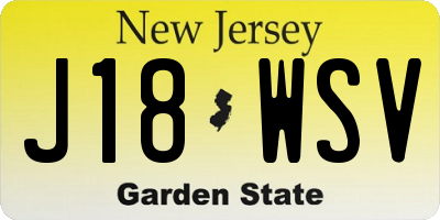 NJ license plate J18WSV