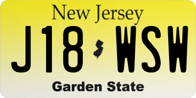 NJ license plate J18WSW