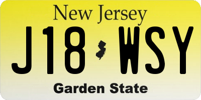 NJ license plate J18WSY