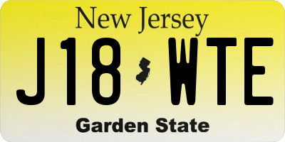 NJ license plate J18WTE