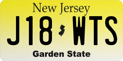 NJ license plate J18WTS