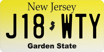NJ license plate J18WTY