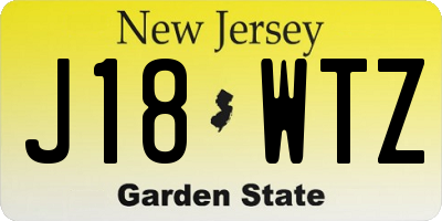 NJ license plate J18WTZ