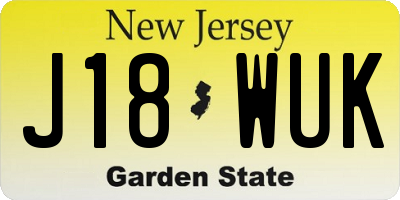 NJ license plate J18WUK