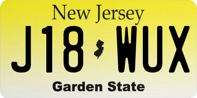 NJ license plate J18WUX