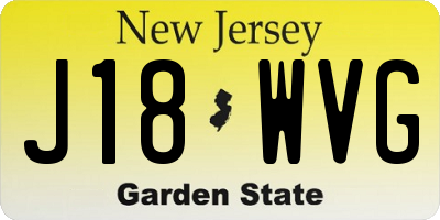 NJ license plate J18WVG