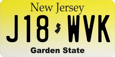 NJ license plate J18WVK