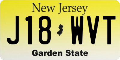 NJ license plate J18WVT