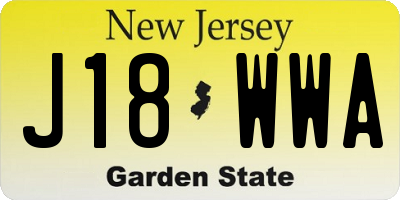 NJ license plate J18WWA