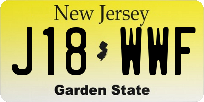 NJ license plate J18WWF