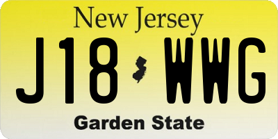 NJ license plate J18WWG