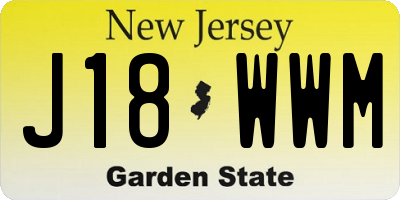 NJ license plate J18WWM